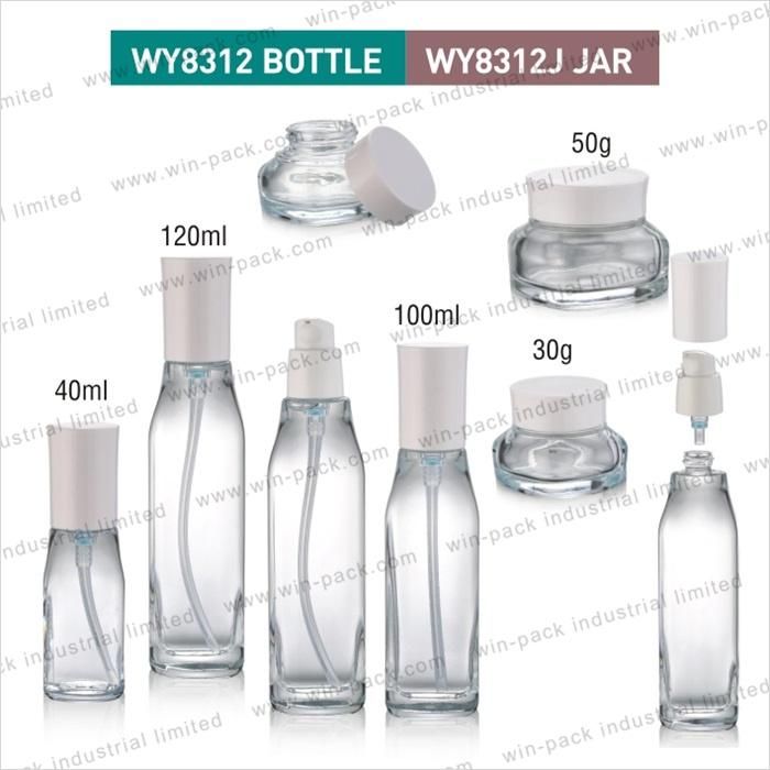 Custom Empty Clear Color Cosmetic Glass Lotion Pump Bottle 40ml 100ml 120ml with Fancy Body Lotion Bottles