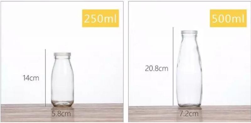 500ml Round Shape Glass Milk Bottle with Screw Plastic Cap