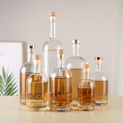 375ml Wholesale Glass Bottle Brandy Glass Packaging with Cork