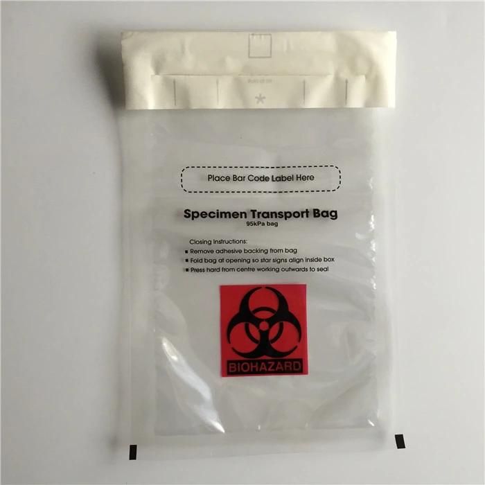 Factory 7X11 Inch 95kpa Biohazard Transport Specimen Bags