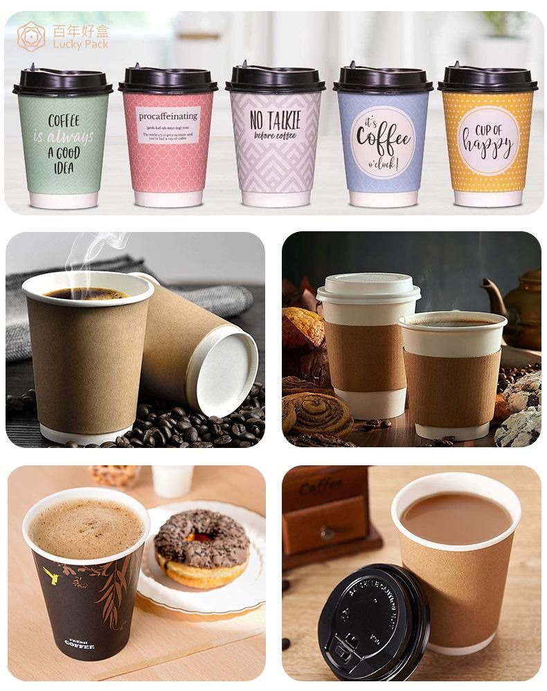 Eco Friendly Disposable 4oz 8oz 12oz 16oz Ripple Double Wall Customized Coffee Paper Cups