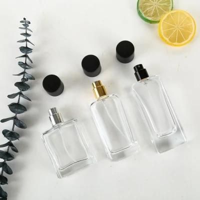 Transparent Perfume Spray Bottle Rectangular Empty Glass Perfume Bottle 50ml