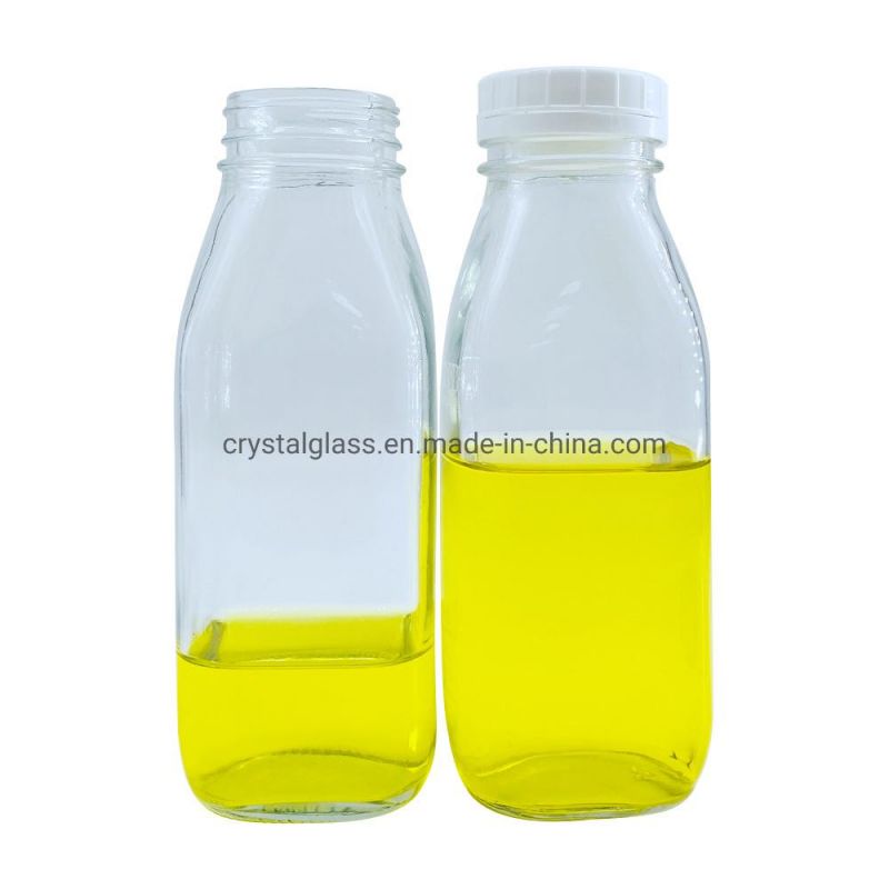 950ml 30oz Big Capacity Glass Fresh Juice or Milk Beverage Bottle Square Shape with Caps