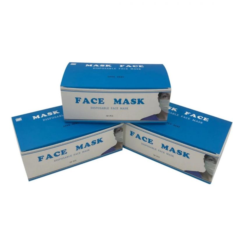 Hot Sale Foldable Empty Paper Box for 3ply Surgical Face Mask Packaging