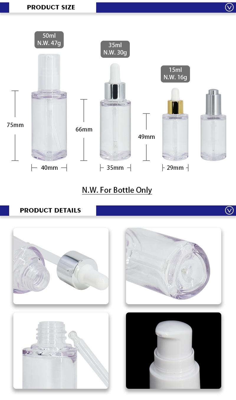 OEM Round Triangle 15ml 35ml 50ml Empty Transparent Dropper Bottle