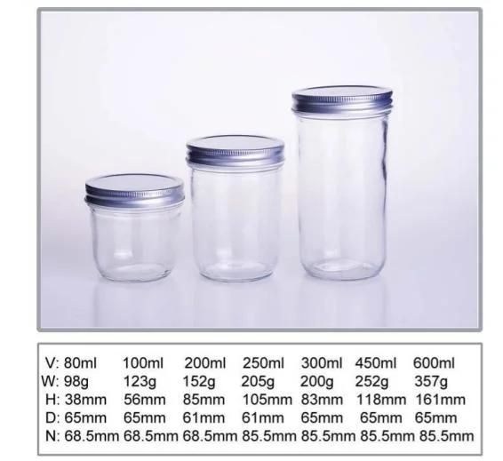 Diamond Embossed Surface Glass Jar for Food Storage Glass Mason Jar with Lid 350ml 600ml