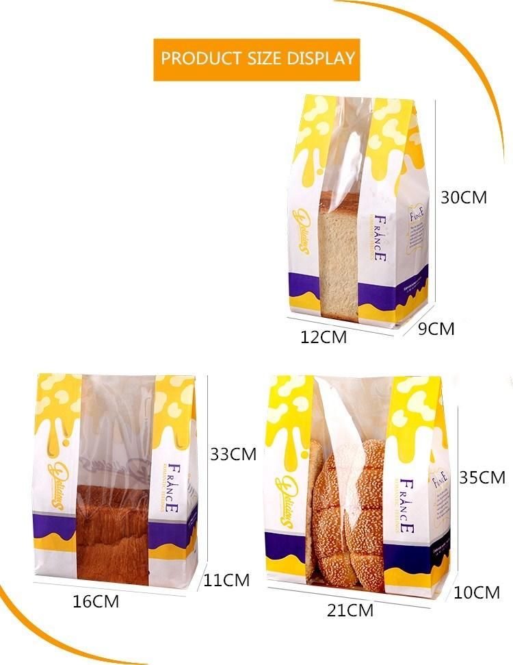 French Fries Packaging Food Delivery Bread Bags Paper Brown Kraft Paper Bagsbag with Window Bakery Packaging