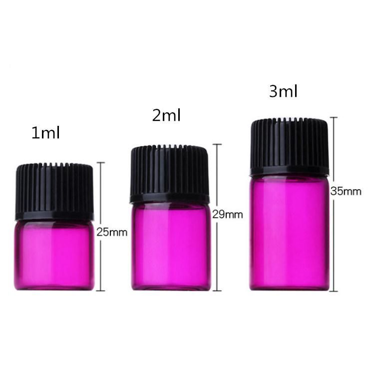 1ml 2ml 3ml Mini Colorful Essential Oil Perfume Glass Bottle Travel Portable Empty Refillable Glass Container Bottle Vials