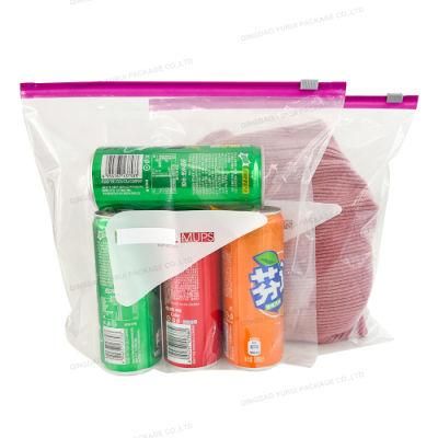 Eco Friendy Food Packaging Storage Sliding Poly Grip Seal Quart Zipper Slider Bag