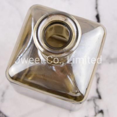 Fancy Custom Electroplating Color Square Wide Mouth Liquor Glass Bottle