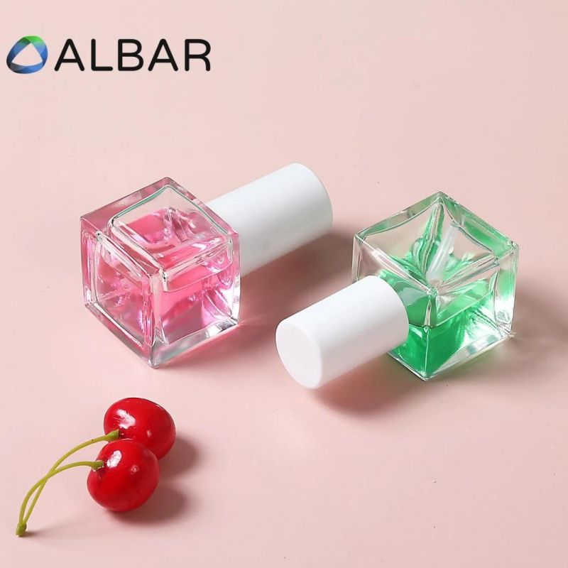 Square Cubic Ice Clear Glass Bottles with Plastic Press Caps for Cream