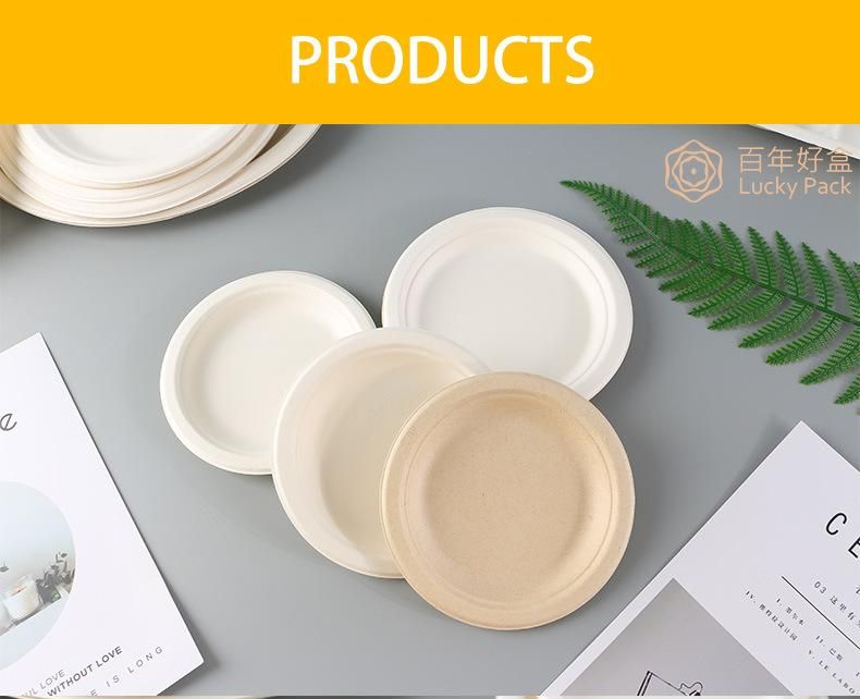 6 6.75 7 8.75 9 10 Inch Disposable Biodegradable Sugarcane Bagasse Plate