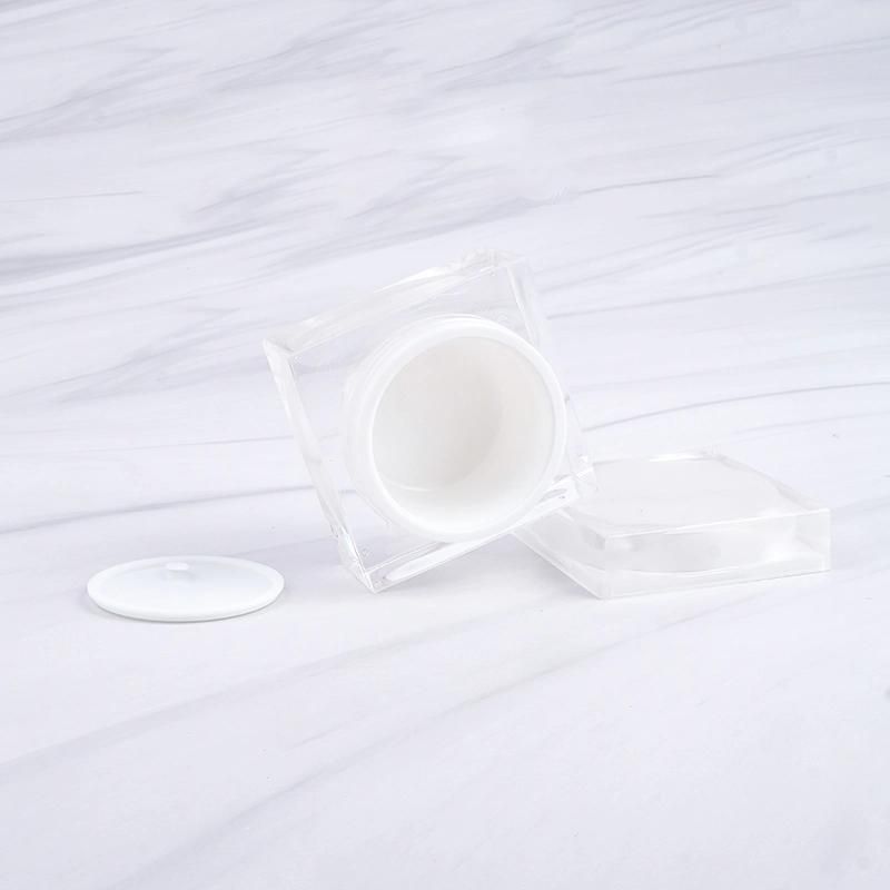 Fast Shipping 5g 10g 15g 30g 50g White Frost Square Acrylic Cosmetic Jar Container Nail Pot Acrilic