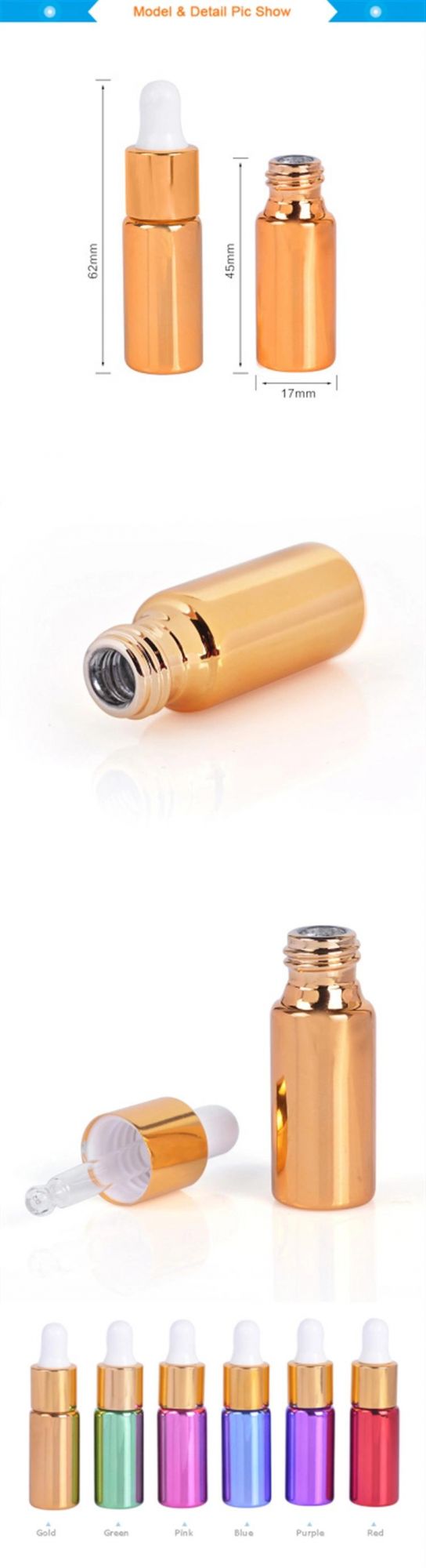 Mini Colorful 5ml Glass Dropper Bottle Essential Oil Perfume Bottle