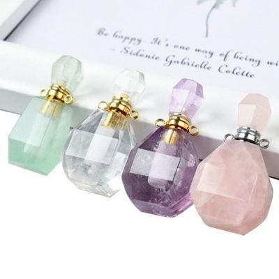 Amethyst Crystal Perfume Bottles Gemstone Bottle Perfume Necklaces with Chain