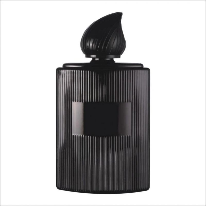 100ml Striped Men′ S Special Perfume Bottle Glass Can Put The Nameplate at Groove, Flame Shaped Plastic Cover