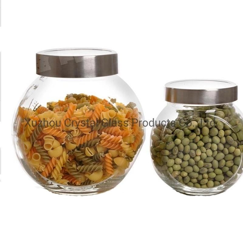 Round Glass Food Storage Bottles & Jars with Caps