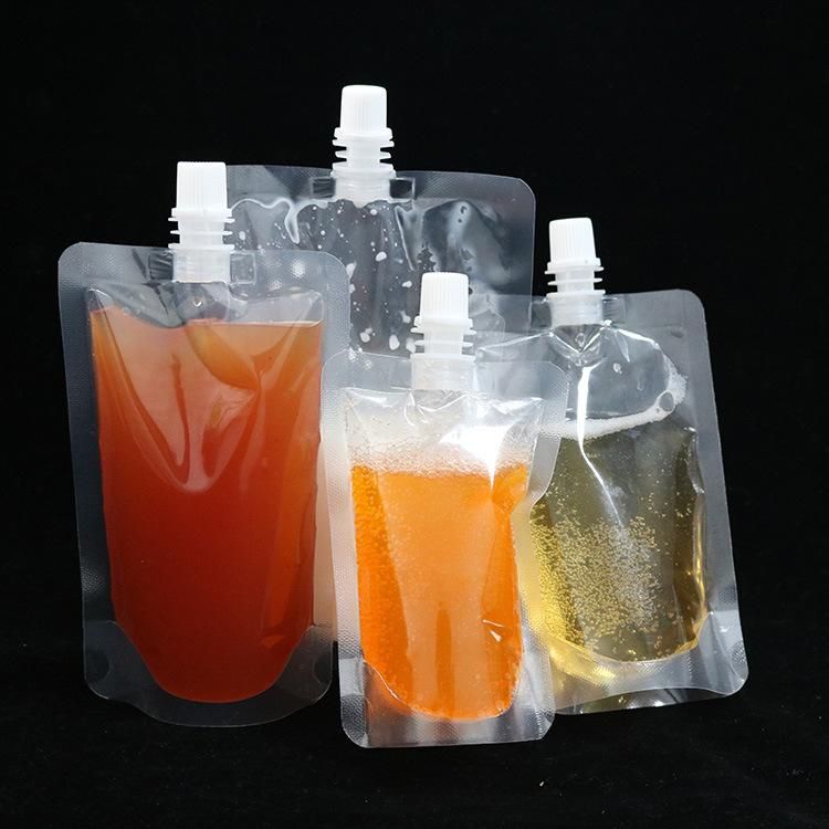 Clear Transparent Plastic Stand up Packaging Soft Drink Bag with Spout