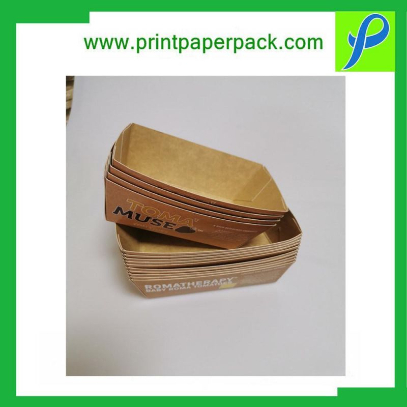 Eco Friendly Disposable Brown Kraft Paper Food Boat Tray Food Paper Tray Wholesale Custom Printed Fast Food Trays