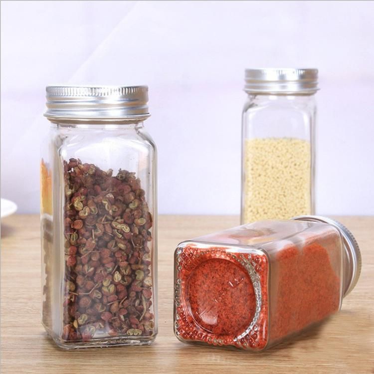 Kitchens Spices Jars 120ml Square Glass Salt Shaker for Salt Pepper