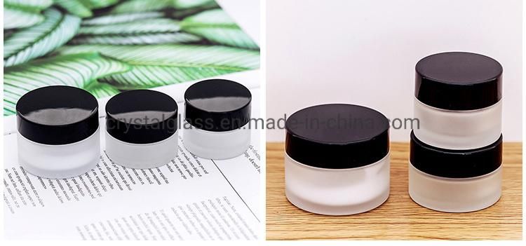 15g 20g 30g Empty Portable Frosted Cream Jar with Black Caps for Cream and Lotion