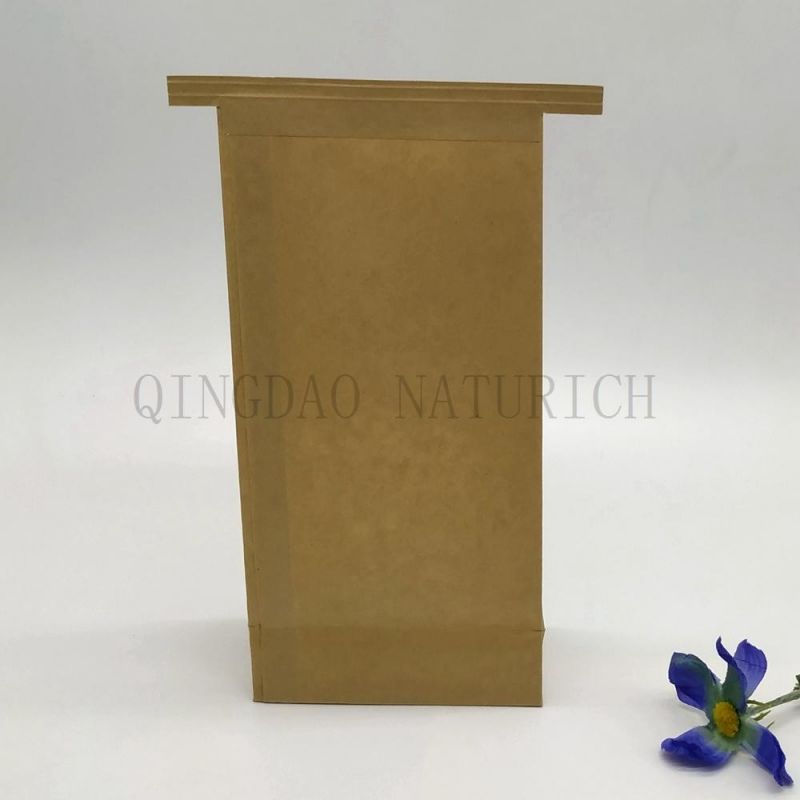 OEM Brown Kraft Square Bottom Paper Bags for Grocery/Grain