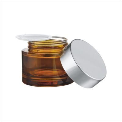 Wholesale 5g 10g 15g 1oz 2oz 4oz 8oz Amber Straight Sided Cream Container Cosmetic Packaging Candle Glass Jar with Lid