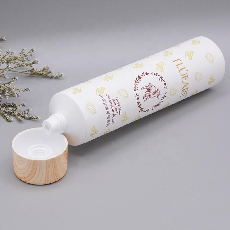 Cleansing Foam Tube Plastic Cosmetic Tube with Matte Wooden Cap