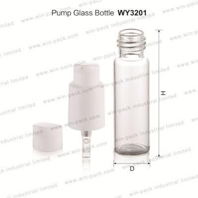 21.5mm Diameter 10ml 15ml 20ml 25ml 30ml Clear Tubing Glass Bottle with Small Plastic Pump