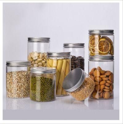 Food Grade 100ml 200ml 300ml 500ml 1000MPET Plastic Container Plastic Jars with Black Aluminum Lid for Peanut Butter Honey Jams
