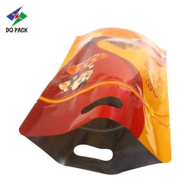 Dq Pack Custom Printed Mylar Bag Soft Packaging Food Bag Reusable Ziplock Bag Stand up Zipper Pouch with Handle for Chicken Dry Packaging