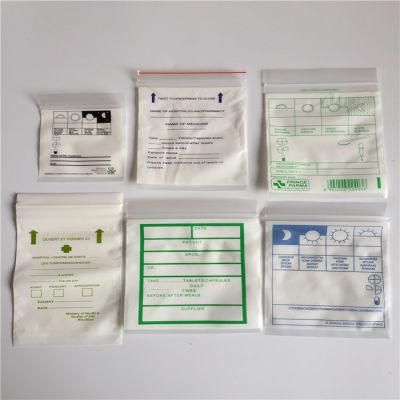 Small Reclosable PE Hospital Custom Pill Packaging Bags Padded Zipper Pouch Medicine Envelope Pharmacy Plastic Bag