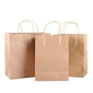 Recyclable Brown Kraft Paper Bag with Twisted Handle Take out Food Grade Paper packaging