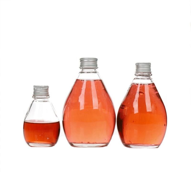 250ml 350ml Rain Shaped Beverage Milk Tea Juice Glass Bottles with Lids