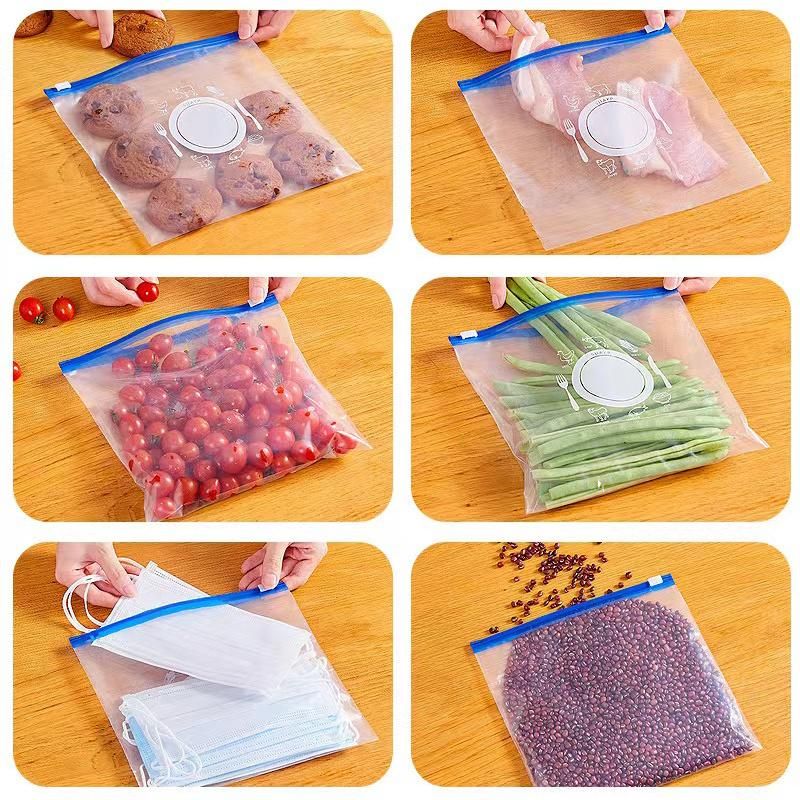 Single/Double Zipper Food Bag Plastic Slider Bag Veggies Frozen Accessory Cosmetic Ziplock Bag Zipper Bag