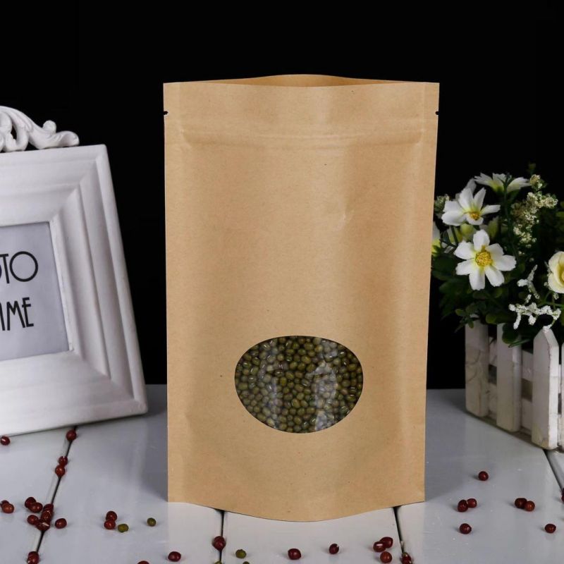 Kraft Paper Zipper Bag with Elips Clear Window