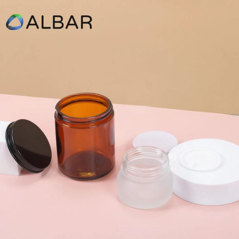 Cosmetic Skin Care Amber Glass Jars for Cream Lotion Balms in Gold Colors Customized