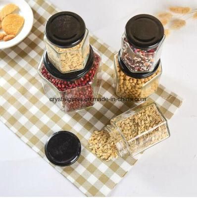 Airtight Six Edge 280ml 250ml Glass Honey Canned Food Container