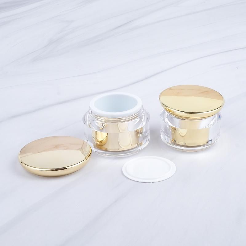 in Stock 20g 30g 50g Gold Silver Fancy Cosmetic Packaging Empty Acrylic Plastic Skincare Cream Jar