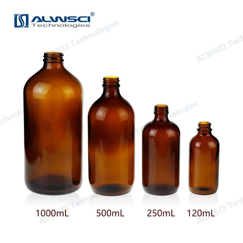 Alwsci Narrow Mouth 250ml 24-400 Boston Round Amber Glass Bottle