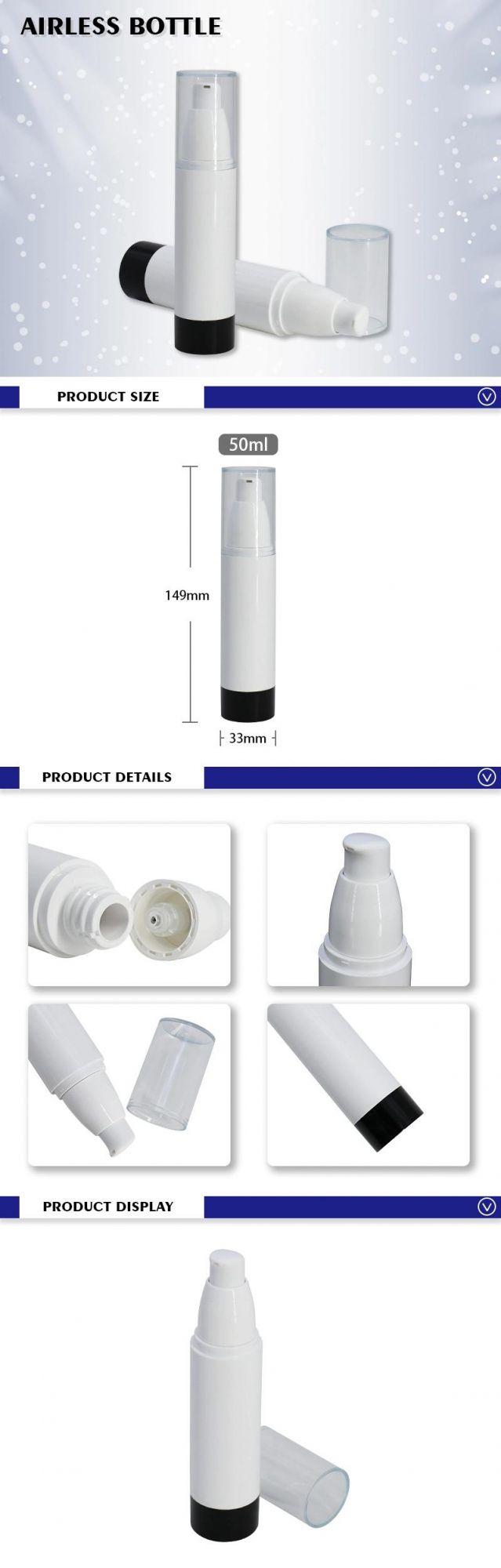 New Design 50ml Empty Pet Plastic Airless Bottle for Lotion