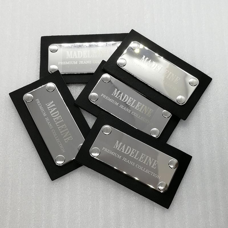 Knurling Metal Plate Metal Label Luggage Leather Tag