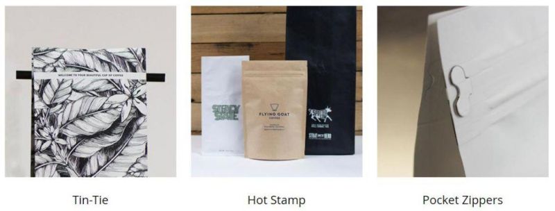 Custom Printed 250g 500g 1kg Stand up Box Bottom Roasted Coffee Bean Pouch Bag with Zipper Coffee Pouch