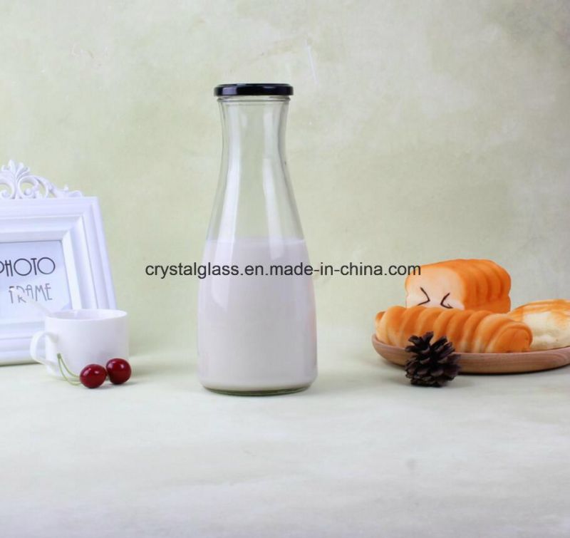 1L Water Juice Glass Milk Bottle with Plastic Cap 1000ml Water Bottle Glass