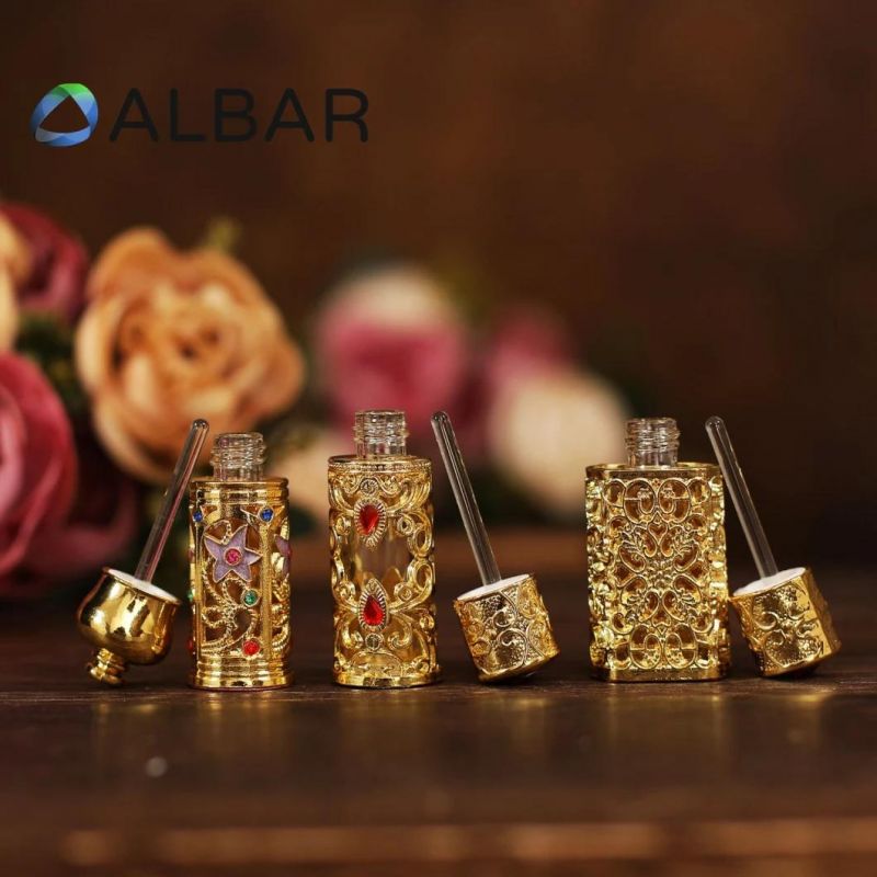 3ml 5ml Colorful Decorations Attar Oud Perfume Bottles in Gold Zamac