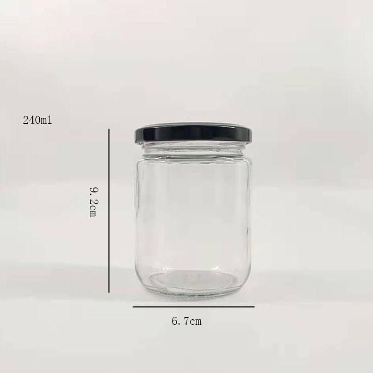 Glass Honey Jam Jar Wide Mouth Glass Canning Jars Glass Containers with Metal Lids 100ml 212ml 350ml 500ml 1000ml