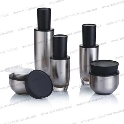 China Supply 60ml Shiny Silver Acrylic Cosmetic Bottle Lotion Use 30ml 40ml 60ml