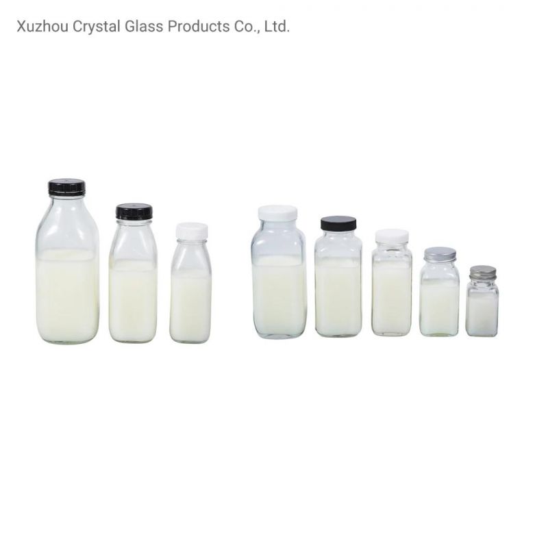 Print Logo 500 Ml Round Juice Beverage Milk Glass Bottles