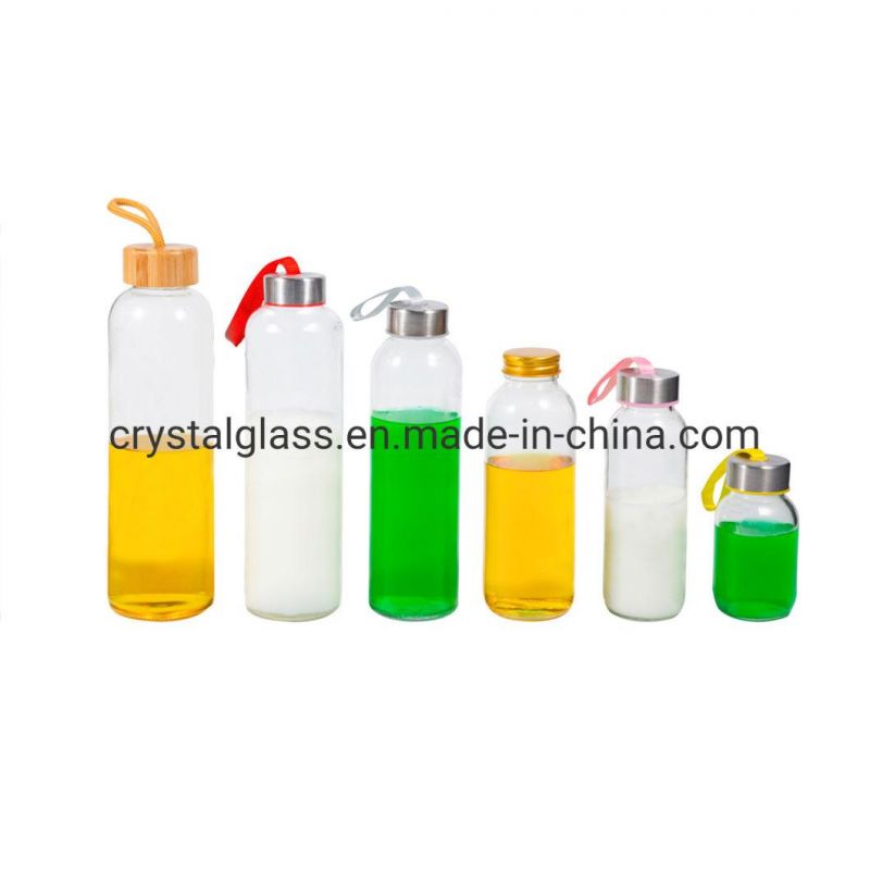 500ml 600ml 750ml Flint Glass Beverage Juice Bottle with Sleeve & Metal Cap