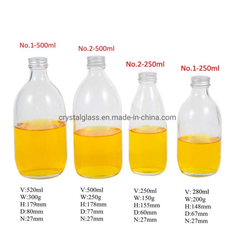 250ml 500ml New Design Kombucha Transparent Glass Bottle for Cold Brew Coffee with Lid